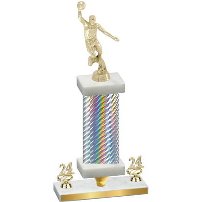 Premium Single Silver Carbon Fiber Year Basketball Trophy