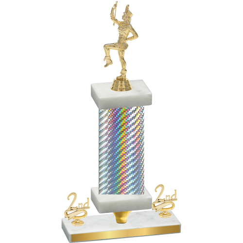 Premium Single Silver Carbon Fiber Second Place Majorette Trophy