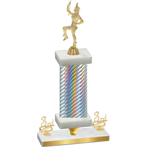 Premium Single Silver Carbon Fiber Third Place Majorette Trophy