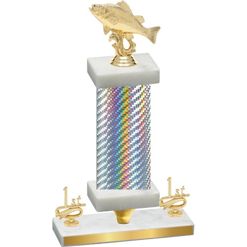 Premium Single Silver Carbon Fiber First Place Fishing Trophy