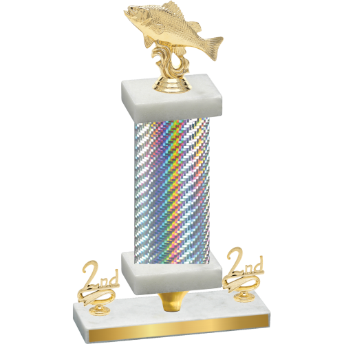 Premium Single Silver Carbon Fiber Second Place Fishing Trophy