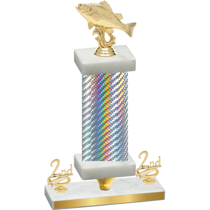 Premium Single Silver Carbon Fiber Second Place Fishing Trophy