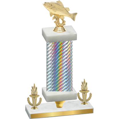 Premium Single Silver Carbon Fiber Victory Fishing Trophy