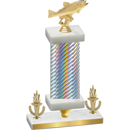 Premium Single Silver Carbon Fiber Victory Fishing Trophy