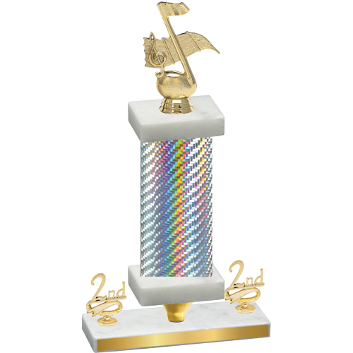 Premium Single Silver Carbon Fiber Second Place Music Trophy