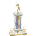 Premium Single Silver Carbon Fiber Second Place Golf Trophy