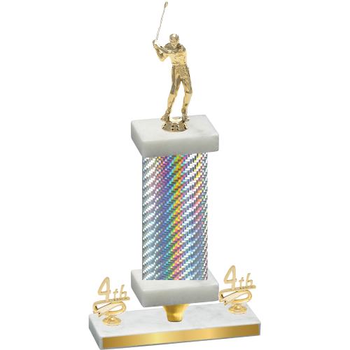 Premium Single Silver Carbon Fiber Fourth Place Golf Trophy