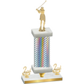 Premium Single Silver Carbon Fiber Second Place Golf Trophy