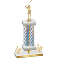 Premium Single Silver Carbon Fiber Third Place Golf Trophy