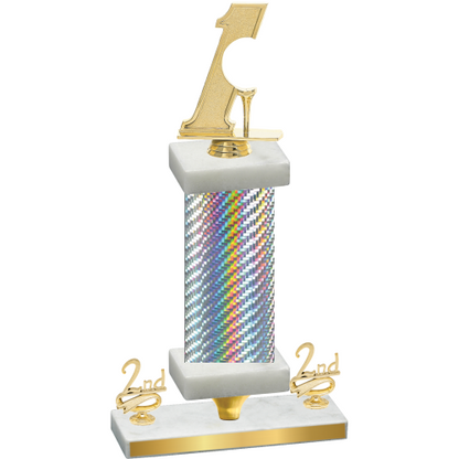 Premium Single Silver Carbon Fiber Second Place Golf Trophy