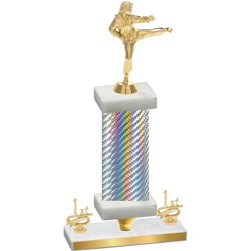 Premium Single Silver Carbon Fiber First Place Karate Trophy