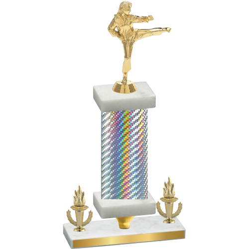 Premium Single Silver Carbon Fiber Victory Karate Trophy