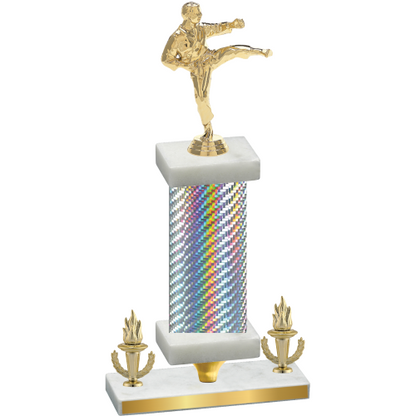 Premium Single Silver Carbon Fiber Victory Karate Trophy