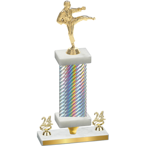 Premium Single Silver Carbon Fiber Year Karate Trophy