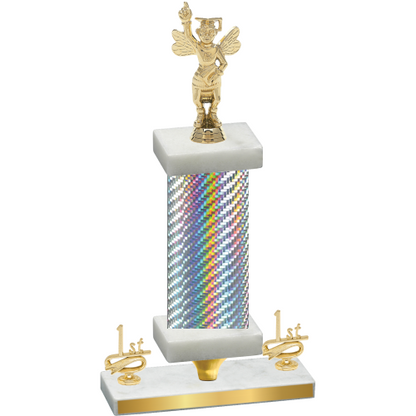 Premium Single Silver Carbon Fiber First Place Academics Trophy