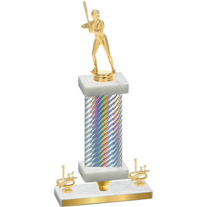 Premium Single Silver Carbon Fiber First Place Softball Trophy