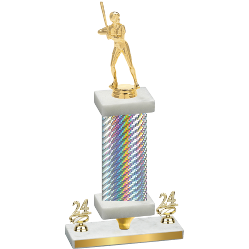 Premium Single Silver Carbon Fiber Year Softball Trophy