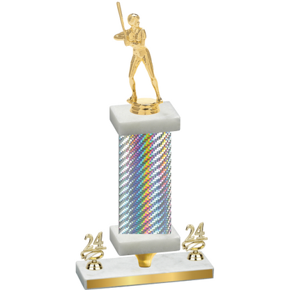 Premium Single Silver Carbon Fiber Year Softball Trophy