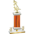 Premium Single Orange Carbon Fiber Year Football Trophy