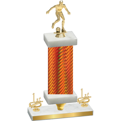 Premium Single Orange Carbon Fiber First Place Soccer Trophy