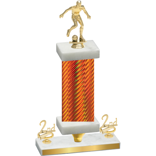 Premium Single Orange Carbon Fiber Second Place Soccer Trophy