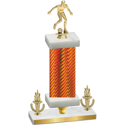 Premium Single Orange Carbon Fiber Victory Soccer Trophy