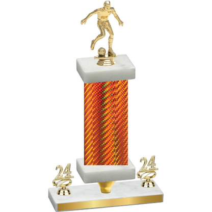 Premium Single Orange Carbon Fiber Year Soccer Trophy