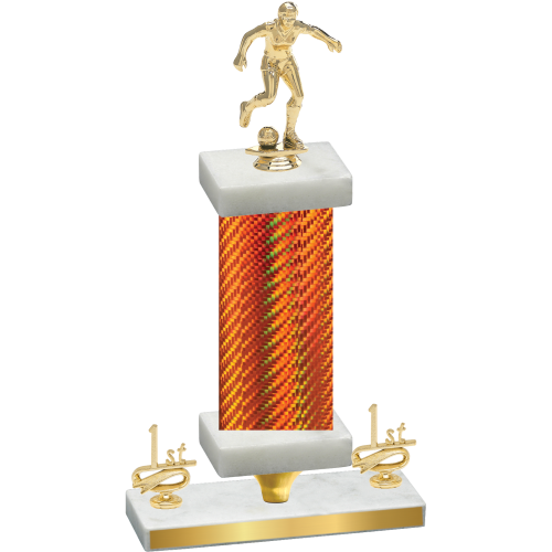 Premium Single Orange Carbon Fiber First Place Soccer Trophy