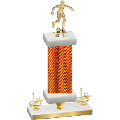 Premium Single Orange Carbon Fiber First Place Soccer Trophy