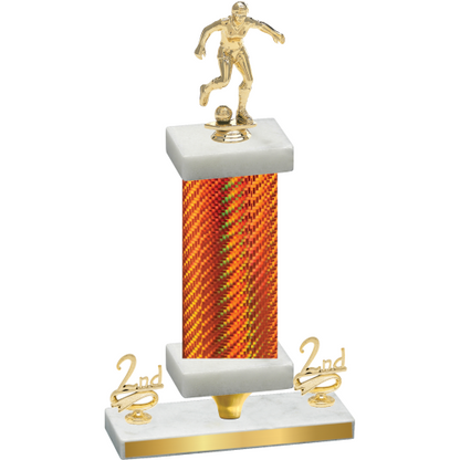 Premium Single Orange Carbon Fiber Second Place Soccer Trophy