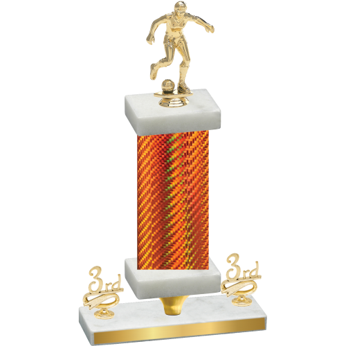 Premium Single Orange Carbon Fiber Third Place Soccer Trophy