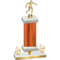 Premium Single Orange Carbon Fiber Fourth Place Soccer Trophy