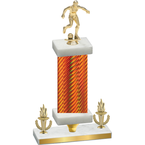 Premium Single Orange Carbon Fiber Victory Soccer Trophy