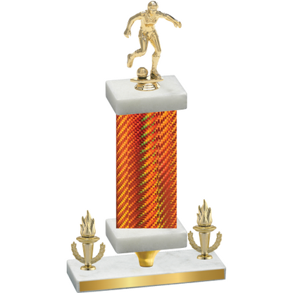 Premium Single Orange Carbon Fiber Victory Soccer Trophy