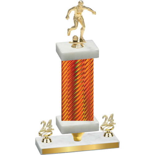 Premium Single Orange Carbon Fiber Year Soccer Trophy