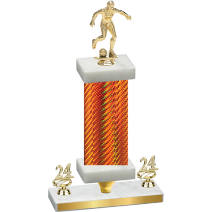 Premium Single Orange Carbon Fiber Year Soccer Trophy