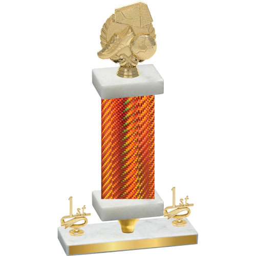 Premium Single Orange Carbon Fiber First Place Soccer Trophy