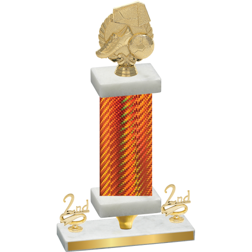 Premium Single Orange Carbon Fiber Second Place Soccer Trophy