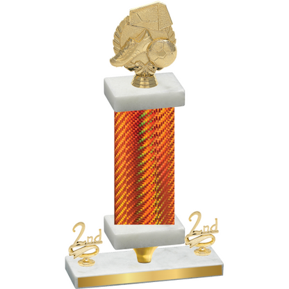 Premium Single Orange Carbon Fiber Second Place Soccer Trophy