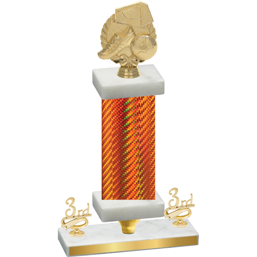 Premium Single Orange Carbon Fiber Third Place Soccer Trophy