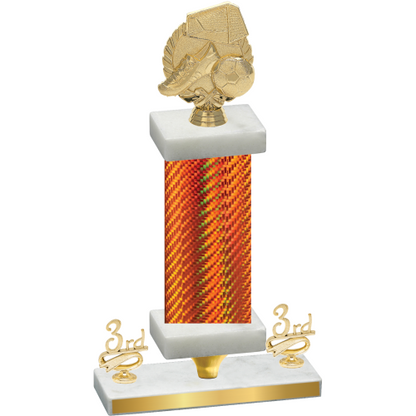 Premium Single Orange Carbon Fiber Third Place Soccer Trophy