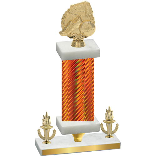 Premium Single Orange Carbon Fiber Victory Soccer Trophy