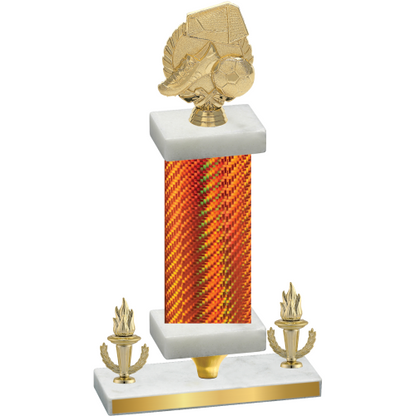 Premium Single Orange Carbon Fiber Victory Soccer Trophy