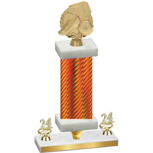 Premium Single Orange Carbon Fiber Year Soccer Trophy