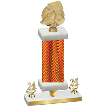 Premium Single Orange Carbon Fiber Year Soccer Trophy