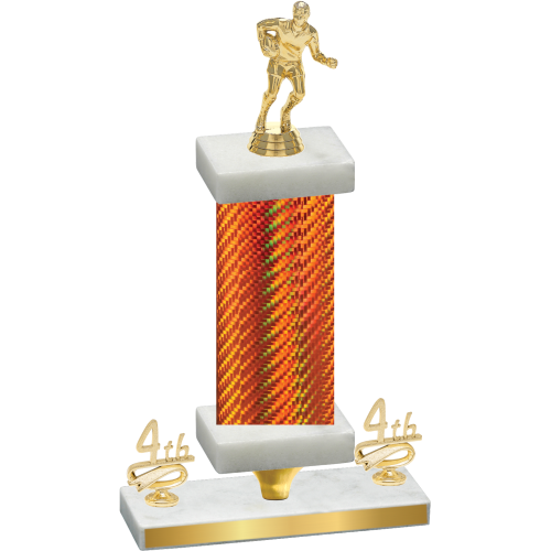 Premium Single Orange Carbon Fiber Fourth Place Rugby Trophy