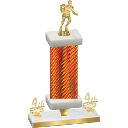Premium Single Orange Carbon Fiber Fourth Place Rugby Trophy
