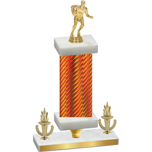Premium Single Orange Carbon Fiber Victory Rugby Trophy