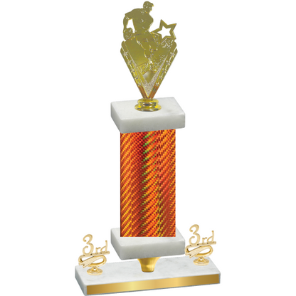 Premium Single Orange Carbon Fiber Third Place Rugby Trophy