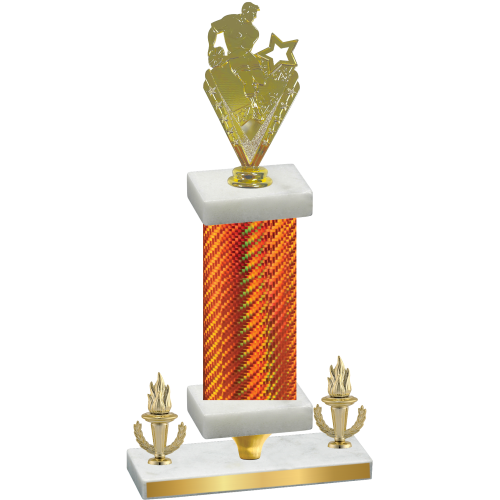 Premium Single Orange Carbon Fiber Victory Rugby Trophy